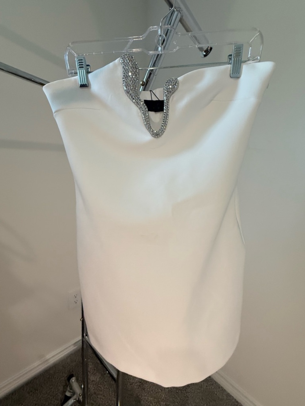 Zara White Embellished Collar Dress